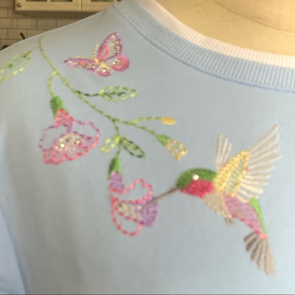Vintage Alfred Dunner Blue floral Embroidery Top - Picture 3 of 5